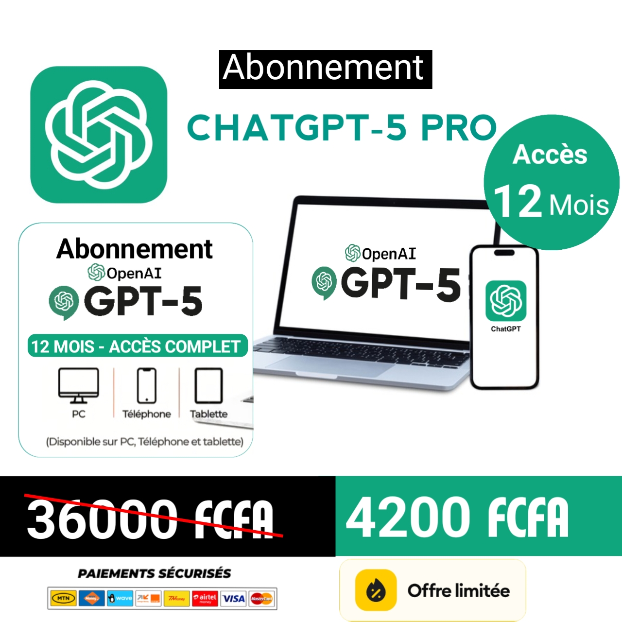 Abonnement CHATGPT-5 12 MOIS